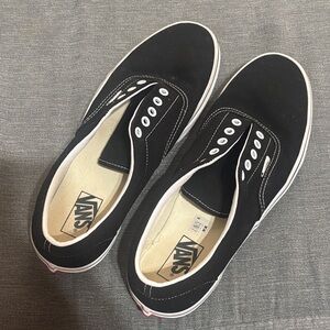 Vans Men's Black and White Canvas Sneakers